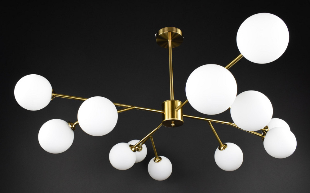 Люстра стельова на 12 лампочок AOC20/12-ab-wh Латунь 42-72х110х110 см. Киев - изображение 1