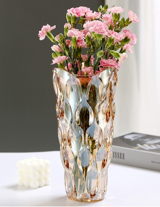 Ваза для квітів 14139 8.5х14х5х29.5 см золота Киев - изображение 1