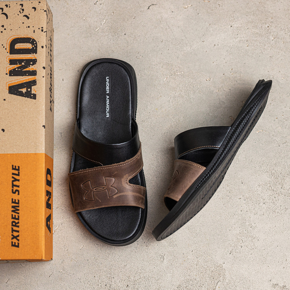 Мужские кожаные  летние шлепанцы-сланцы Under Armour Київ - зображення 5