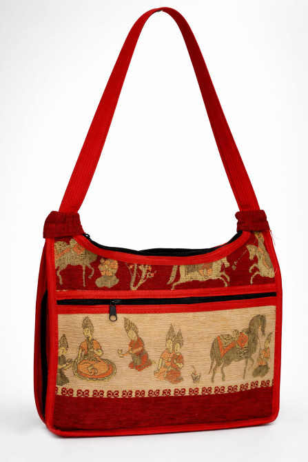 Яскрава червона сумка з етно вишивкою бохо Вишгород - зображення 1