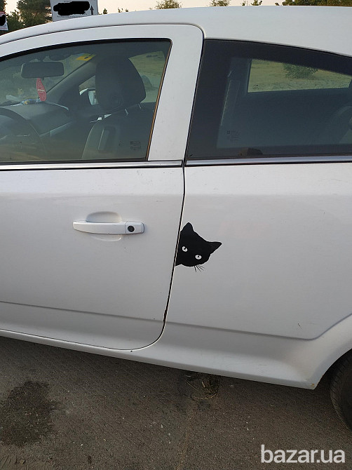 Наклейка на авто Кот на авто Чёрная ,Белая светоотражающая Бориспіль - зображення 3