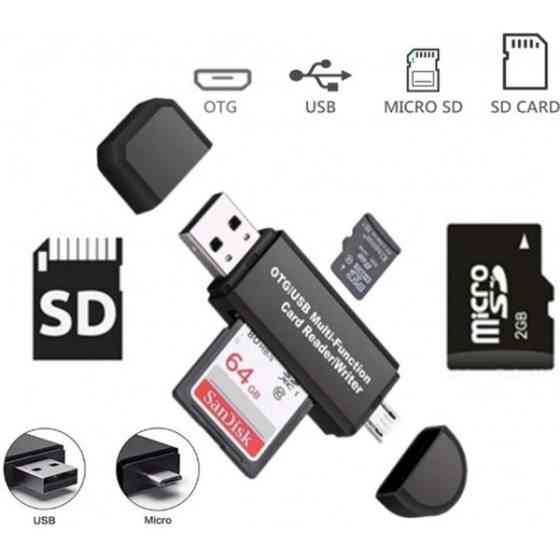 DM Кардрідер 2 in 1 USB 2.0, OTG, MicroSD, MicroUSB, TF, Black (Код товару:23037) Харків