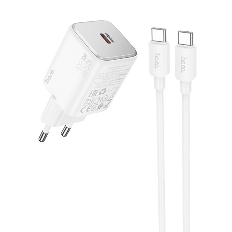 СЗУ Hoco N40 Mighty PD20W (1USB-C) + кабель Type-C to Type-C Херсон - зображення 1