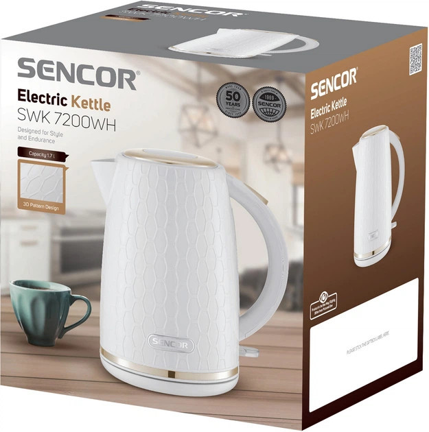 Электрочайник Sencor SWK 7200WH 1.7 л белый Київ - зображення 10