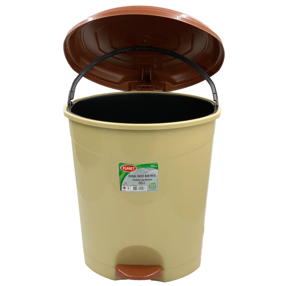Ведро для мусора с педалью Planet №5 50 л бежевое Київ - зображення 2