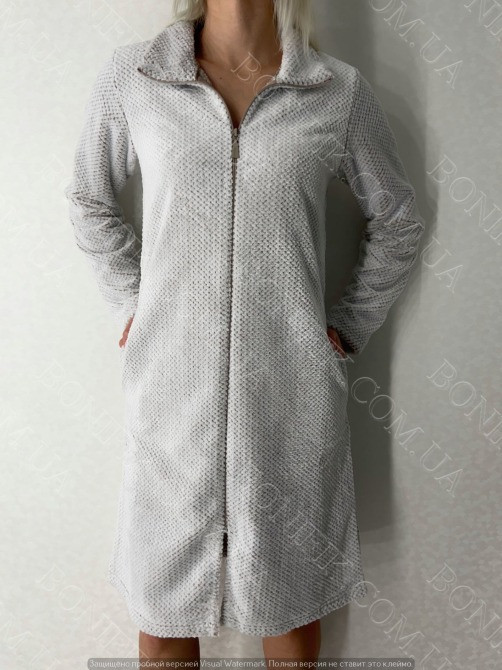 Женский домашний халат на молнии из мягкого велcофта "Assorty" (90203) (арт. 1634) Кривий Ріг - зображення 4