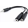 Аудіо-кабель Atcom mini-jack 3.5mm(M) to 2xmini-jack 3.5mm(F) 0.1м, Black (16850) (Код товару:28116) Харків