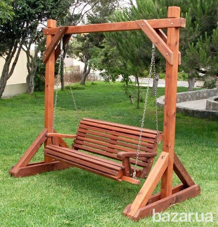 Гойдалка садова. Деревянная садовая качель. Гойдалка. Садовая гойдалка. Дачная гойдалка. Киев - изображение 5