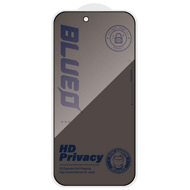 Защитное 2.5D стекло Blueo Full Cover Anti-Peep для Apple iPhone 17 Pro Max (6.9") Херсон - зображення 2