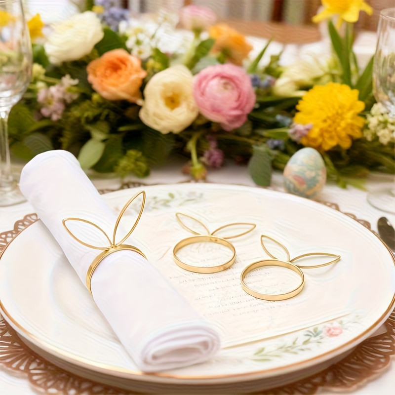 Пасхальные кольца для салфеток Leeseph с ушками золотые, набор 6 шт Одеса - зображення 4