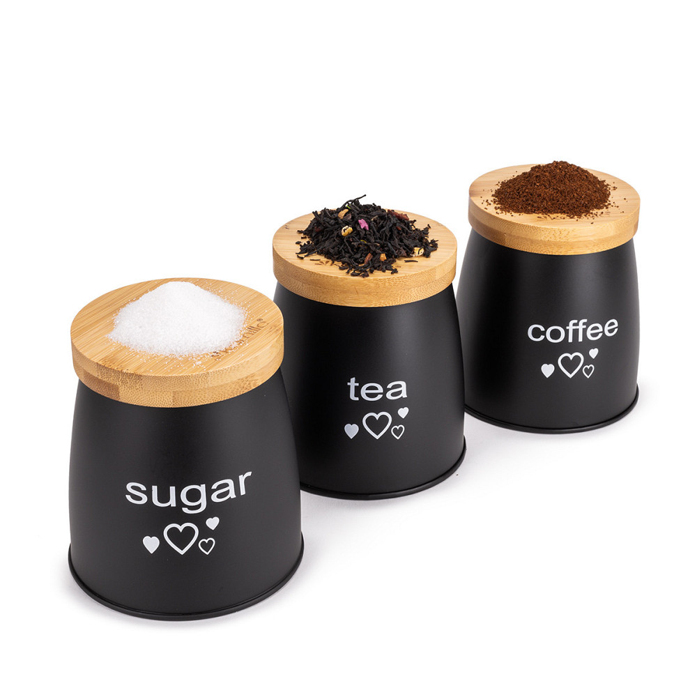 Набор ёмкостей Kamille для чая, кофе и сахара 3 шт. чёрные KM1129 Одеса - зображення 4