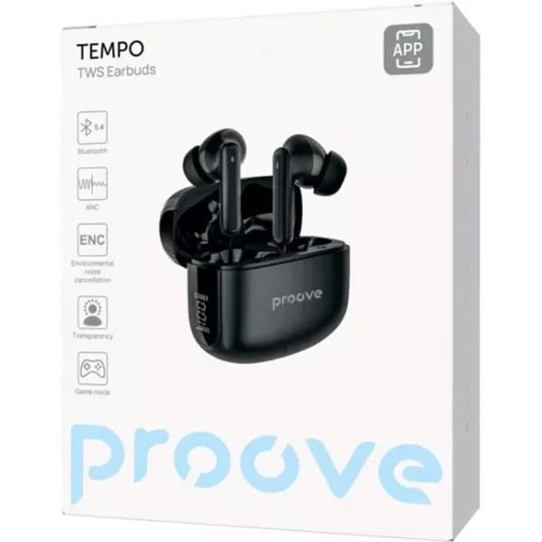 Bluetooth-гарнітура Proove Tempo TWS with ANC (APP) Black (TWTM0001AP01) (Код товару:43036) Харків - зображення 5
