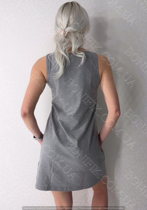 Ночная серая сорочка на широкой бретели с рисунком "Launge Luxe" (арт. LDK 110/29/03) Кривий Ріг - зображення 4