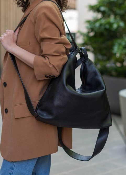 Велика сумка шкіряна жіноча , мішок трансформер натуральна шкіра біла Італія TS308 Киев - изображение 4