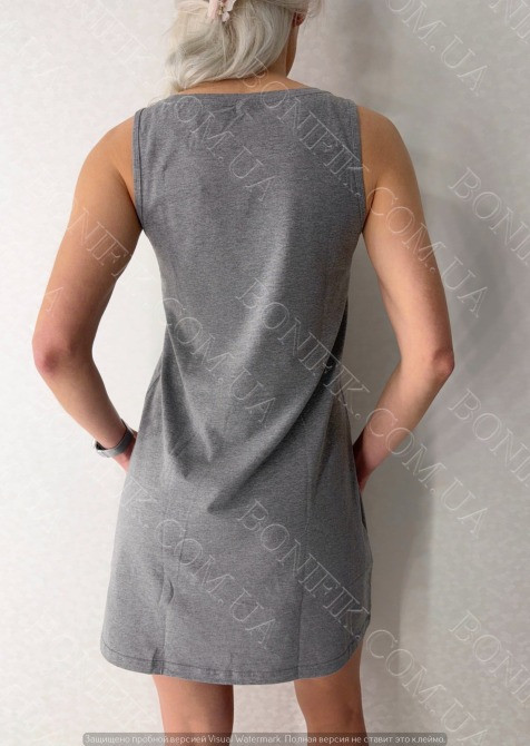 Ночная серая сорочка на широкой бретели с рисунком "Launge Luxe" (арт. LDK 110/29/03) Кривий Ріг - зображення 5