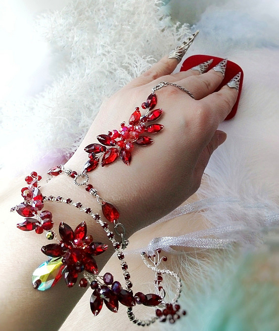 Червона калина комплект прикрас сережки слейв браслет діадема кулон червоний Луцк - изображение 3