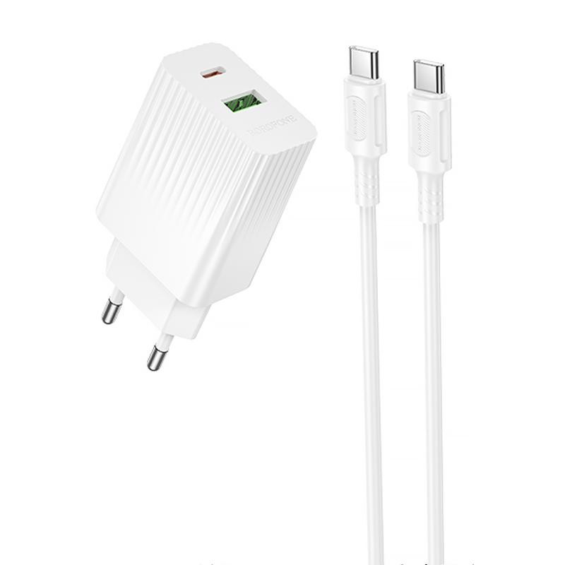 СЗУ Borofone BAS76A Source PD30W+QC3.0 (1USB-A/1C) + кабель Type-C to Type-C Херсон - зображення 1