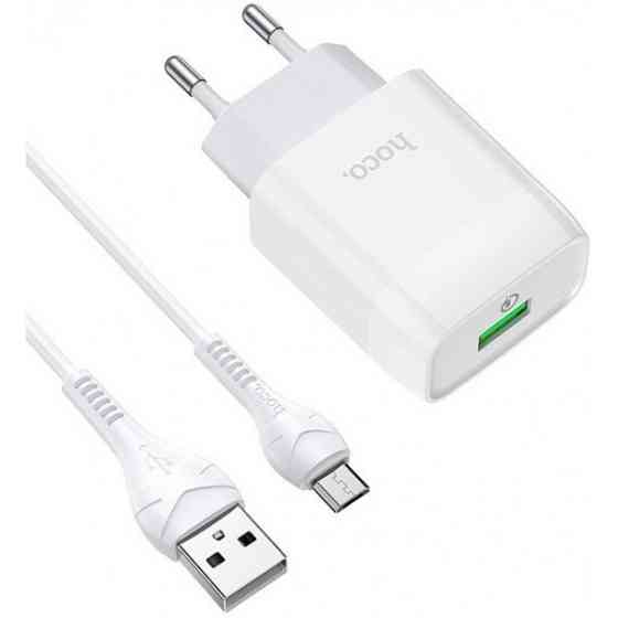 Мережевий зарядний пристрій Hoco C72Q Glorious QC3.0 (EU) with MicroUSB cable White Харків