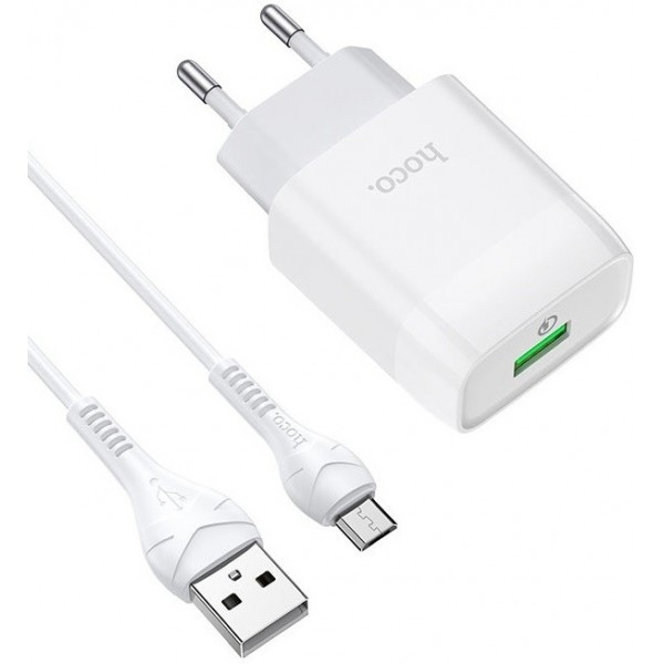 Мережевий зарядний пристрій Hoco C72Q Glorious QC3.0 (EU) with MicroUSB cable White Харків - зображення 1