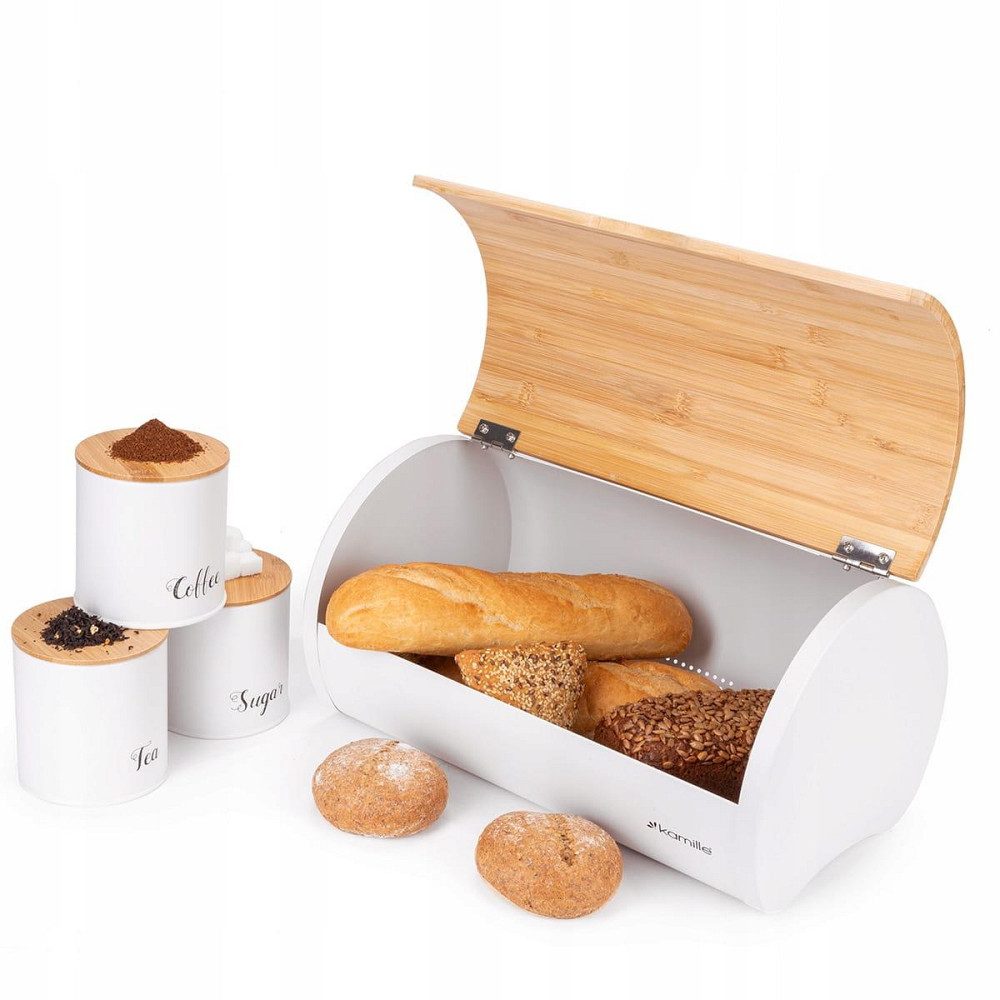 Хлебница и контейнеры Kamille с бамбуковыми крышками Белая (KM 1121) Одеса - зображення 2