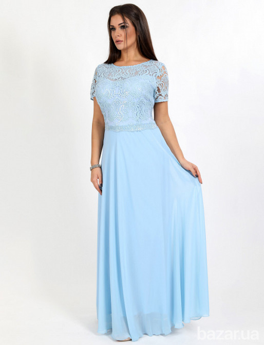 Голубое вечернее платье с рукавами Київ - зображення 1