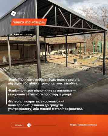 Навіси з полікарбонату під ключ – Кривий Ріг, Дніпро та область Кривий Ріг