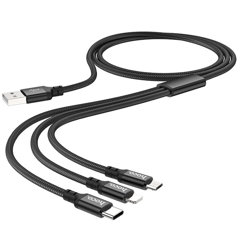 Дата кабель Hoco X14 Times Speed 3in1 (Lightning+Micro USB+Type-C) (1m) Херсон - изображение 3