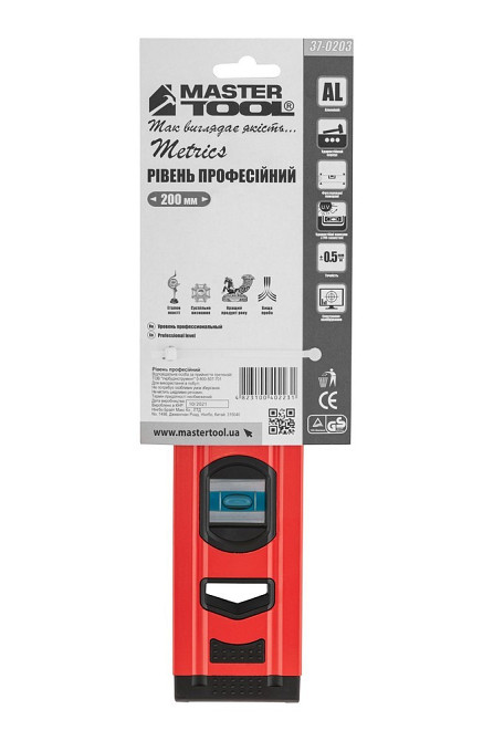 Уровень строительный MASTERTOOL ПРОФИ 20 см 2 капсулы 0,5 мм/м 0,03° фрезерованная поверхность/желоб Харків - зображення 8