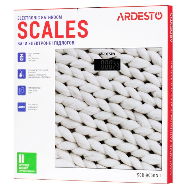Весы напольные Ardesto SCB-965KNIT 150 кг белые Киев - изображение 6