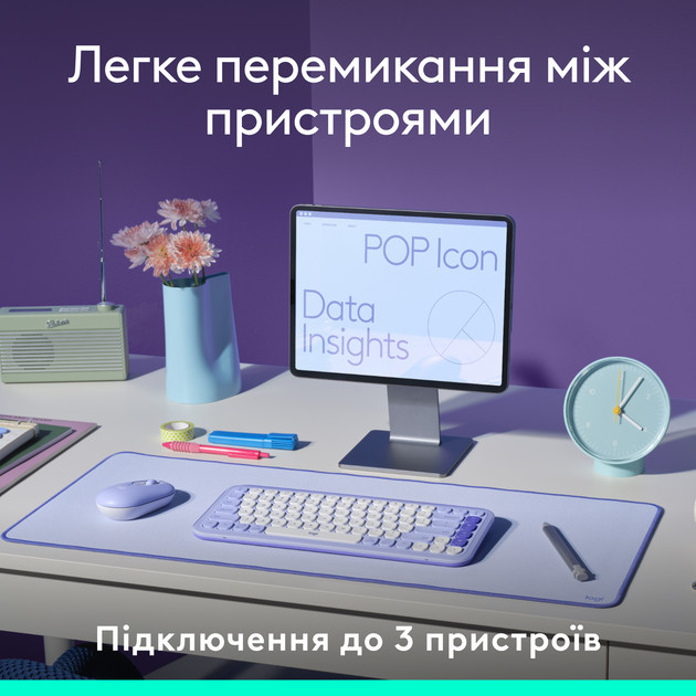 Клавиатура компьютерная безпроводная Logitech POP Icon Keys Rose L920-013073 розовая Київ - зображення 7