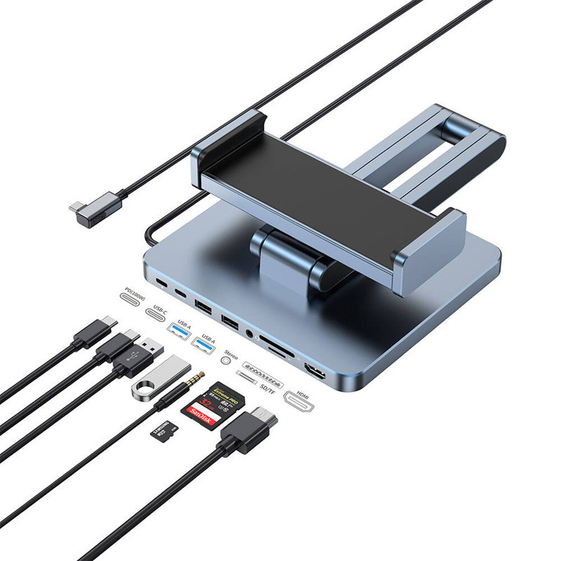 Подставка для планшетов+HUB WIWU AH801 Adjustable 8in1 (USB-C to HDMI+2A+2C+SD/TF+3.5mm) Херсон - зображення 5