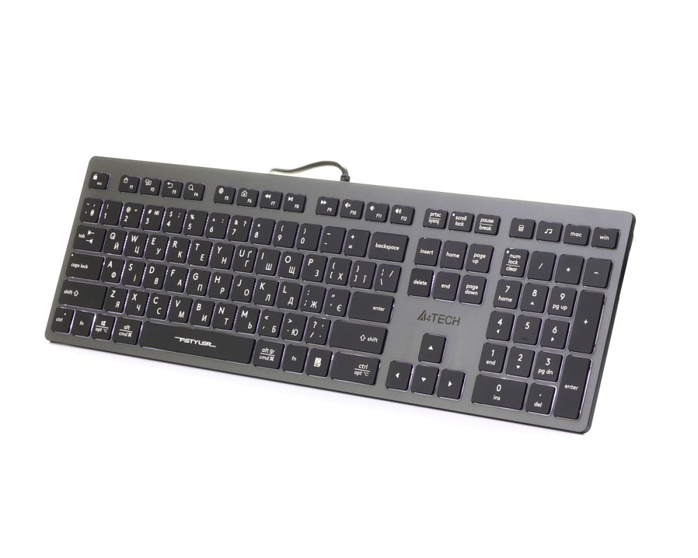 Клавиатура компьютерная проводная A4Tech FX60USB(Grey)Whitebacklit серая Київ - зображення 2