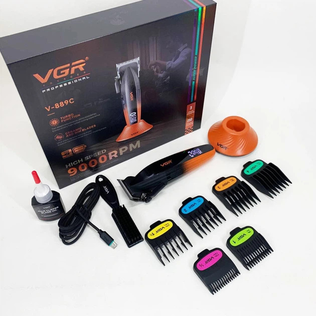 Машинка для стрижки аккумуляторная VGR V-889C оранжевая Киев - изображение 7