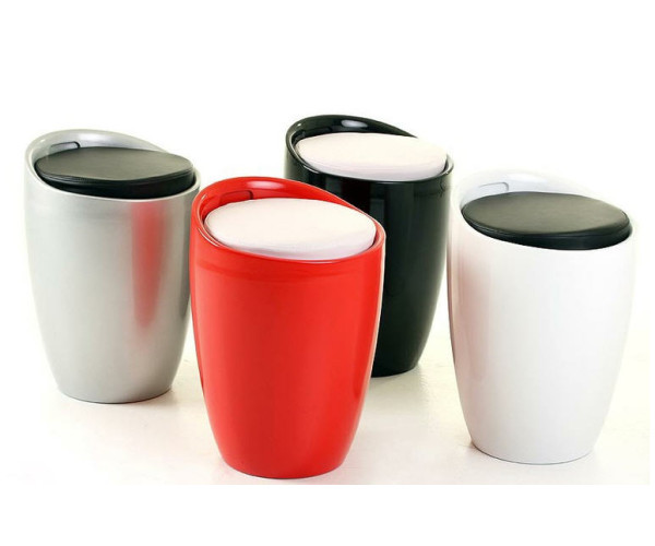 Пуф Марі пластиковий білий з чорною подушкою Дніпро - зображення 4