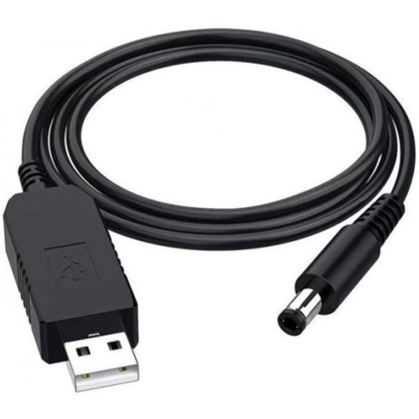 DM Кабель USB - DC 5.5x2.1 12V 1m Black Харків - зображення 1