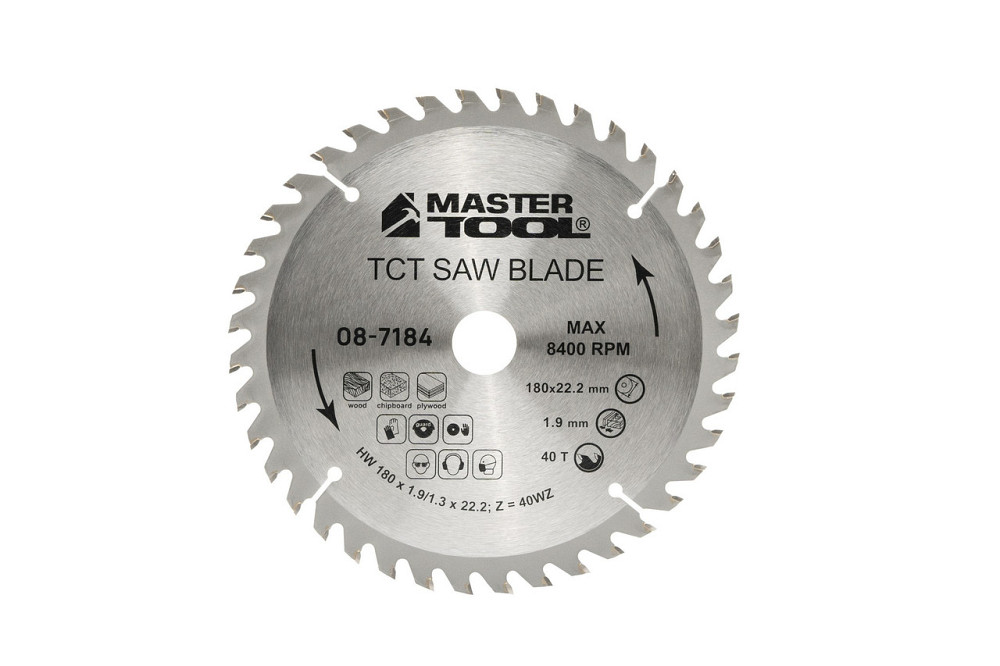 Диск пильный для дерева MASTERTOOL с твердосплавными наплавками 180×22.2×40T адаптер 22.2-20 08-7184 Харків - зображення 2