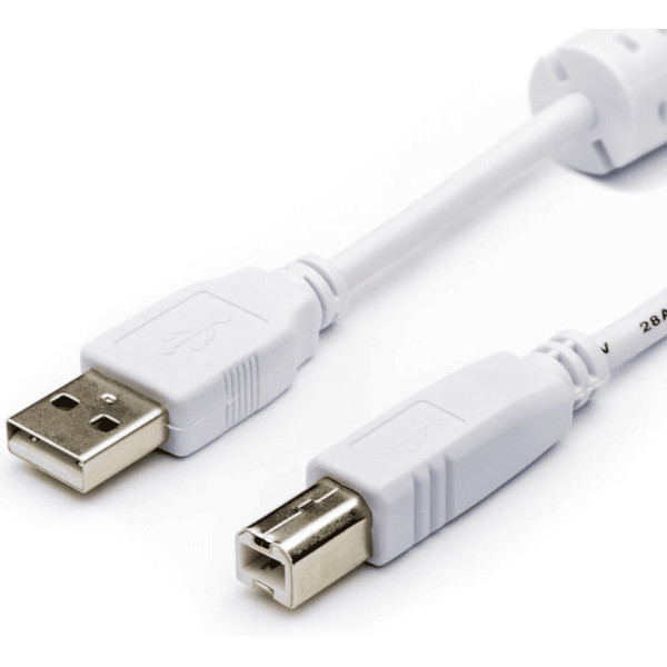 Кабель для принтера Atcom USB to Type-B 2 ferite (M/M) 5m White (10109) Харків - зображення 1