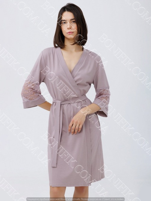 Женский халат на поясе с кружевом "Amalia" (16158) (арт. 1763) Кривий Ріг - зображення 1