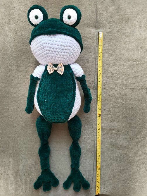 Жаба іграшка м'яка в'язана гачком зелена 58см плюшева ручна робота hand made Нововолинськ - зображення 4