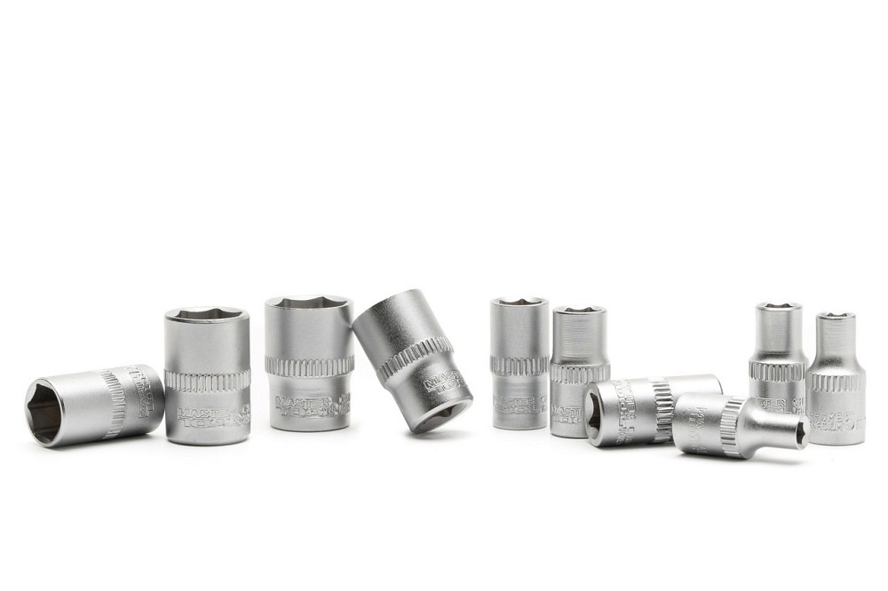 Набор головок торцевых MASTERTOOL 6-гранных 1/4" 4–13 мм L 25 мм CrV 10 шт 78-1410 Харків - зображення 6