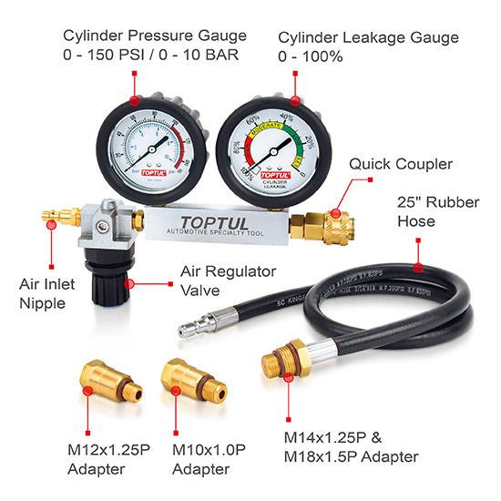 Набор для тестирования утечки в цилиндрах дигателя 4ед. TOPTUL JGAI0404E Харків - зображення 3
