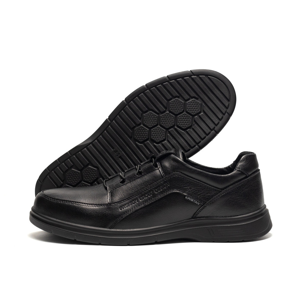 Мужские кожаные туфли Kristan black Київ - зображення 1