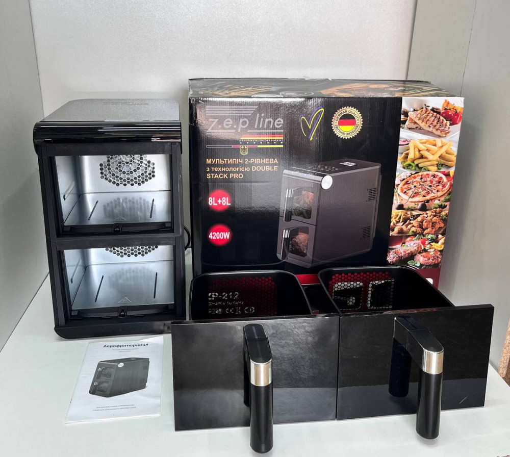 Аэрогриль мультипечь на две чаши Zepline ZP-212 4200 Вт 16 л черная Київ - зображення 3