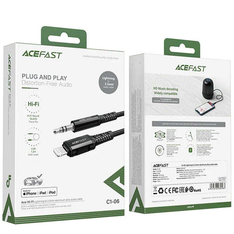 Аудио кабель Aux Acefast C1-06 (Lightning to AUX 3.5mm) (1m) Херсон - зображення 6