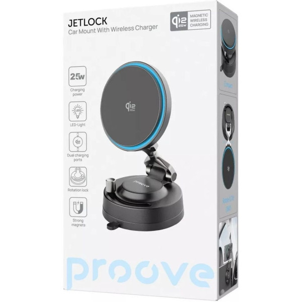 Автомобільний тримач з БЗП Proove JetLock Qi2.2 25W Black (WHJL25010001) Харьков - изображение 2