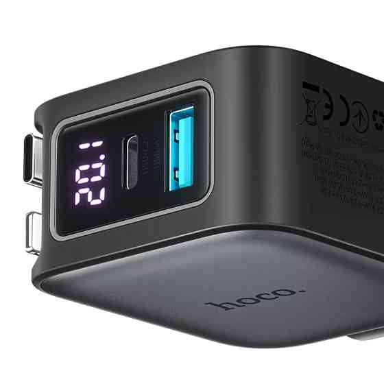 АЗУ Hoco Z67A Triunfar PD45W+QC3.0 total 60W with retractable cables (1USB-A/2C/1L) Херсон