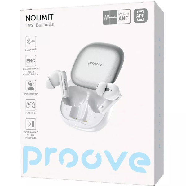 Bluetooth-гарнітура Proove NoLimit TWS with Hybrid ANC (APP) White/Silver (TWNL0001AP26) (Код товару Харків - зображення 4
