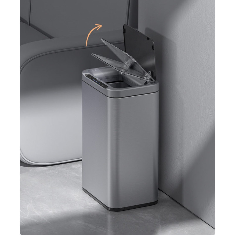 Сенсорное ведро для мусора JAH 13 л прямоугольное серебряный металлик с внутренним ведром Киев - изображение 2