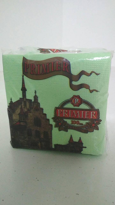 Салфетка бумажная барная (столовая) 100лист Премьер  Зеленая (10 пач) Харьков - изображение 1