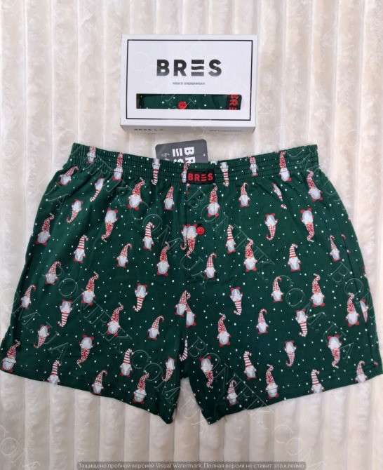 Мужские зелёные семейные трусы с рисунком гномов ТМ "BRES" (арт. MBXK 307/01/140) Кривий Ріг - зображення 2